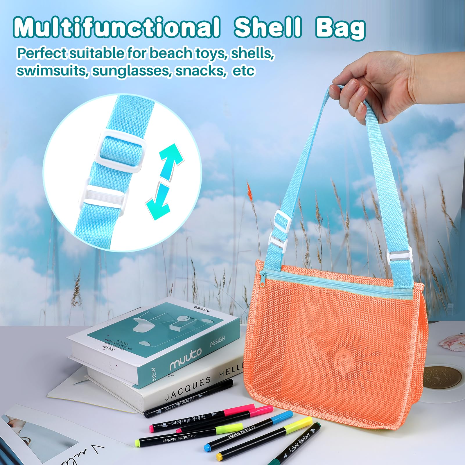 3 Pack Mesh Beach Bags for Kids - Sand Toy & Seashell Collecting Bags, Lightweight Swim Accessories for Boys & Girls (Toddler to Teen) - Perfect for Beach Trips, Pool Parties & Summer Vacations