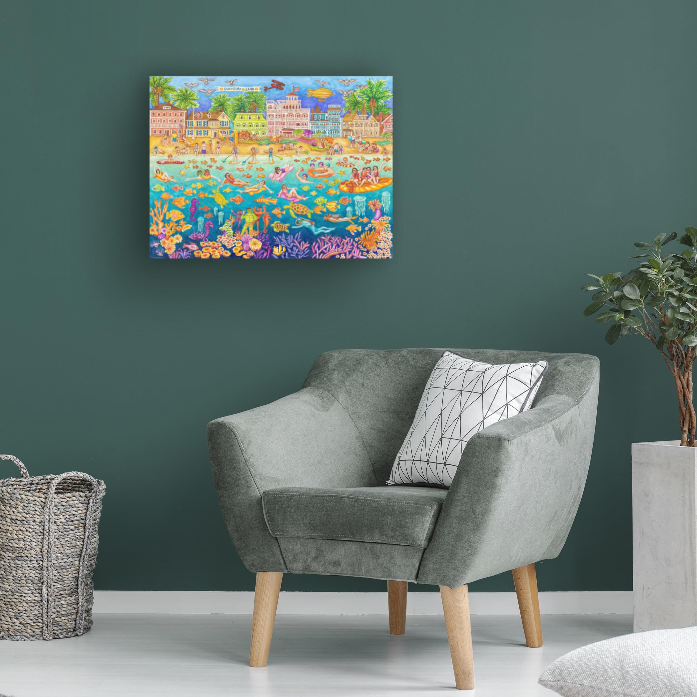 Trademark Fine Art 'Tropical Swim Party' Canvas Wall Art by Andrea Strongwater - Vibrant Beach Decor for Living Room, Bedroom & Office