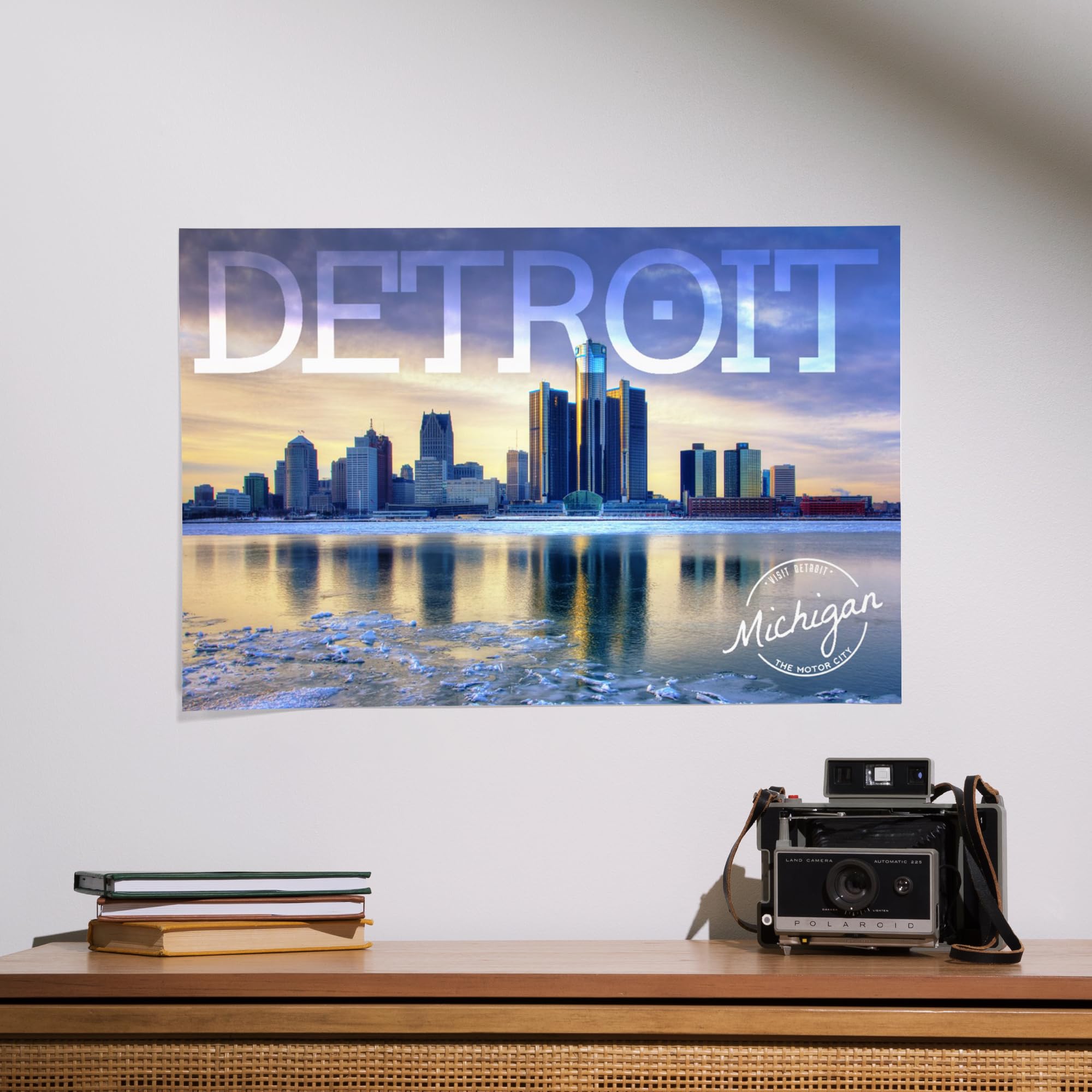 Lantern Press 16x24 Inch Giclee Art Print - Detroit Michigan Winter Landscape Wall Decor - Perfect for Living Room, Bedroom & Office