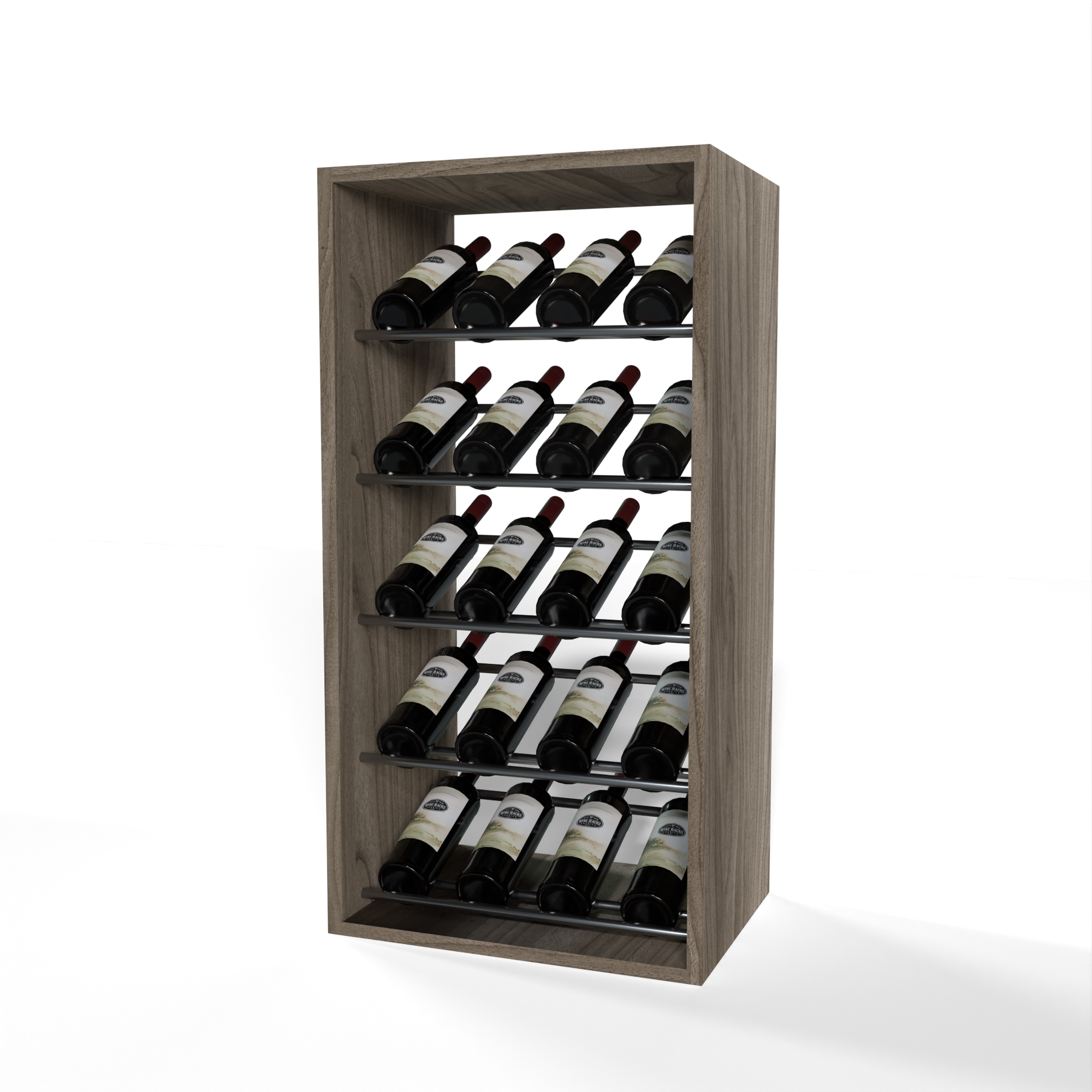 GrandCellar 4-Column Full Depth Wine Rack with Label Forward Display - 36 Gunmetal Rods for Wine Cellar & Home Bar Organization