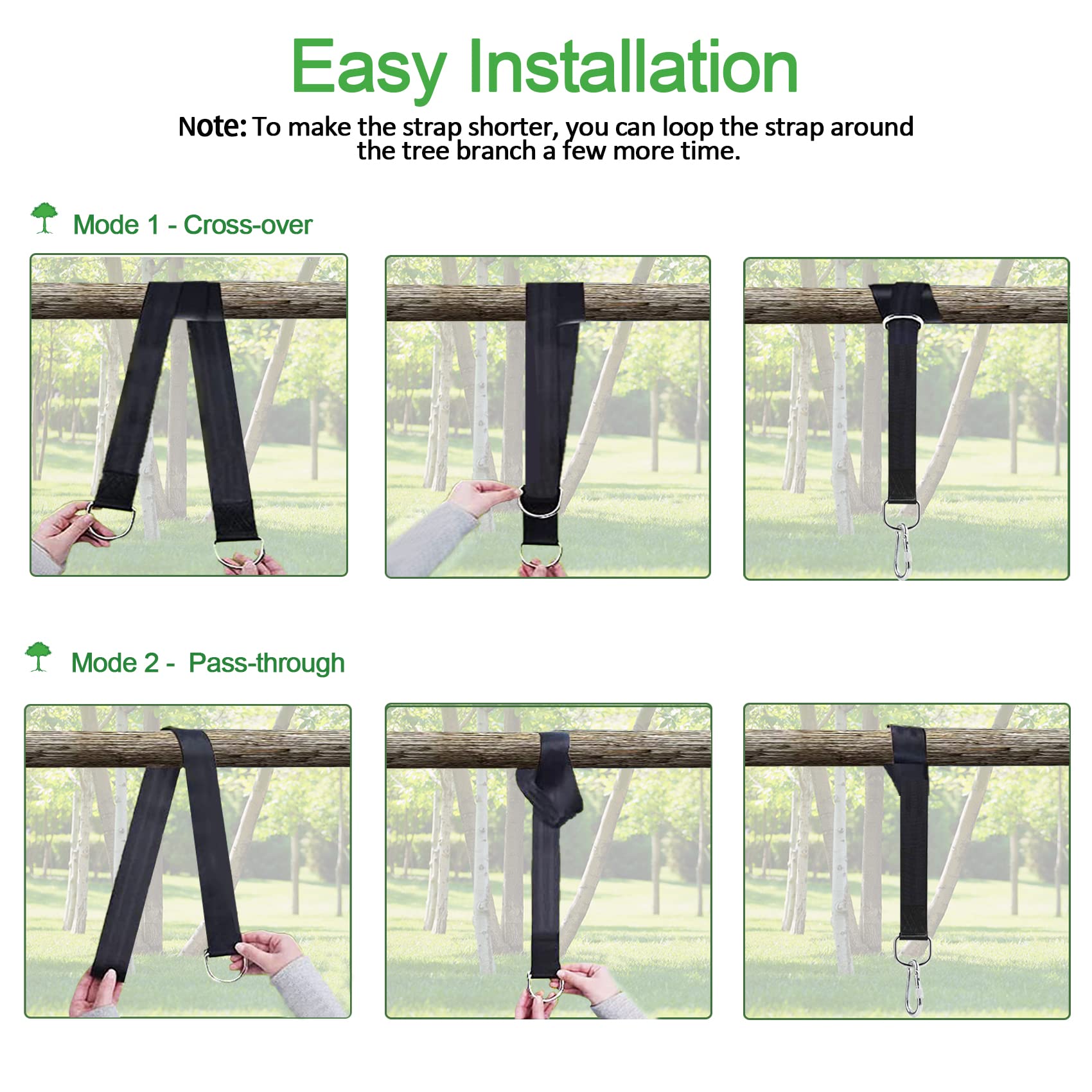 30FT Extra Long Heavy Duty Tree Swing Straps – 5000 lbs Weight Capacity (Set of 2) | Complete Hanging Kit with Tree Protector, Carabiner & Swivel | Perfect for Backyard Swings, Hammocks & Outdoor Play | Easy Installation for DIY Projects