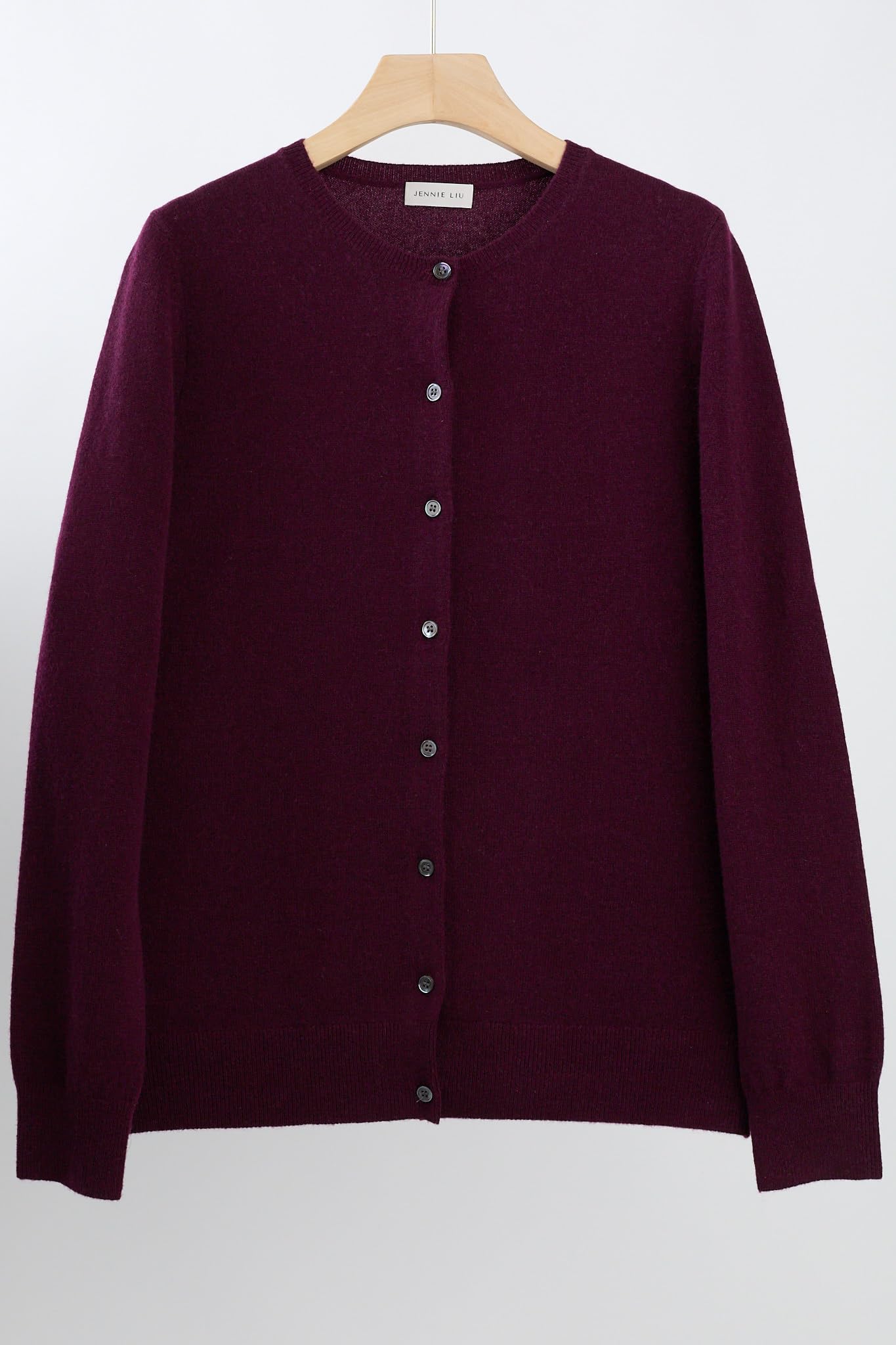JENNIE LIU 100% Cashmere Women's Button Front Long Sleeve Crewneck Cardigan Sweater | Soft Warm Winter Knitwear for Office, Travel & Casual Outfits