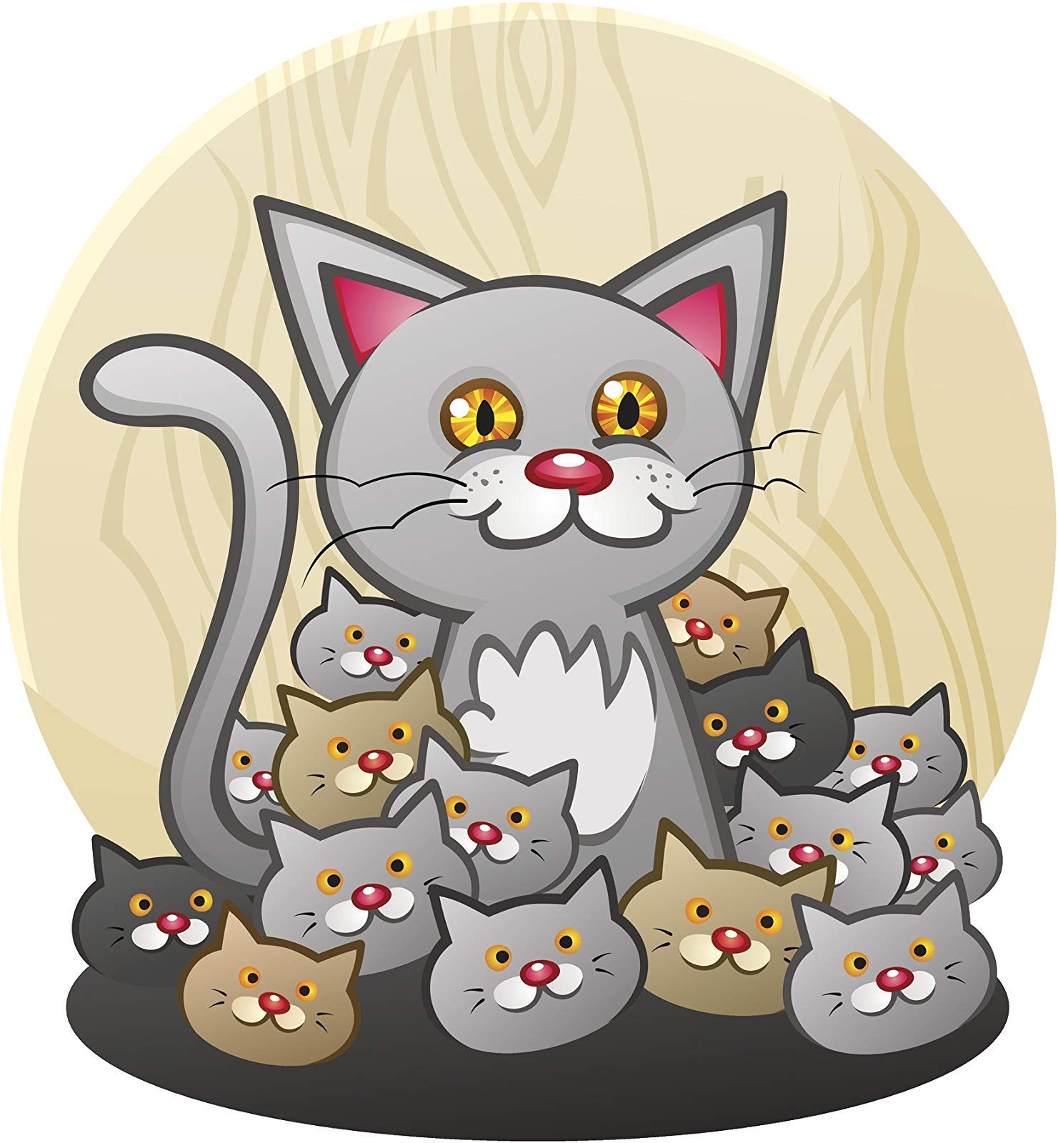 EW Designs Happy Kitty Cat with Toys Cartoon Vinyl Magnet - 8 Inch Tall Cute Fridge Decoration for Home, Office & Dorm Room
