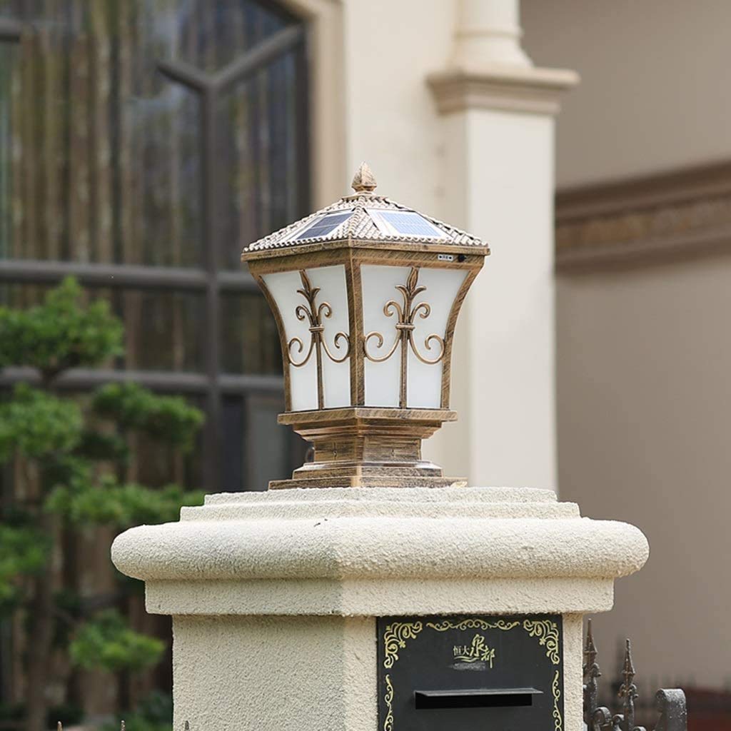 Solar Powered Outdoor Column Lights - Waterproof Garden Post Lanterns for Villa, Home & Doorway (Bronze/Black) - Perfect for Pathway, Driveway & Landscape Lighting