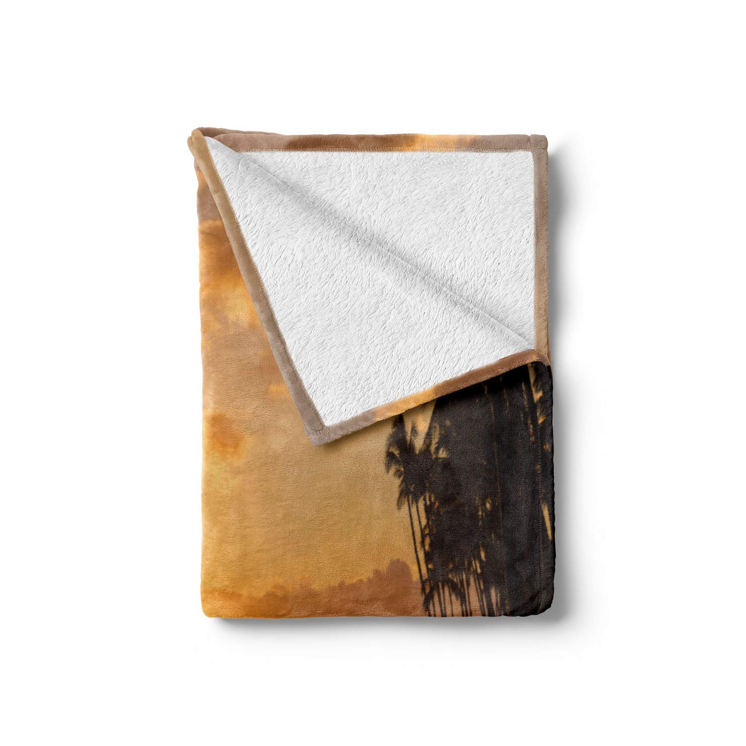 Ambesonne Hawaiian Flannel Fleece Throw Blanket - Tropical Sunset on Kaanapali Beach Maui - Soft Plush Blanket for Couch, Bed, Sofa - Indoor & Outdoor Use - 50
