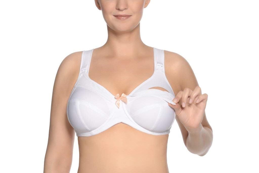 Ulla Women's Nursing Bra with Removable Underwire - Comfortable Maternity & Breastfeeding Bra - Size 36L White - Perfect for Daily Wear, Pumping & Nursing at Home or Work