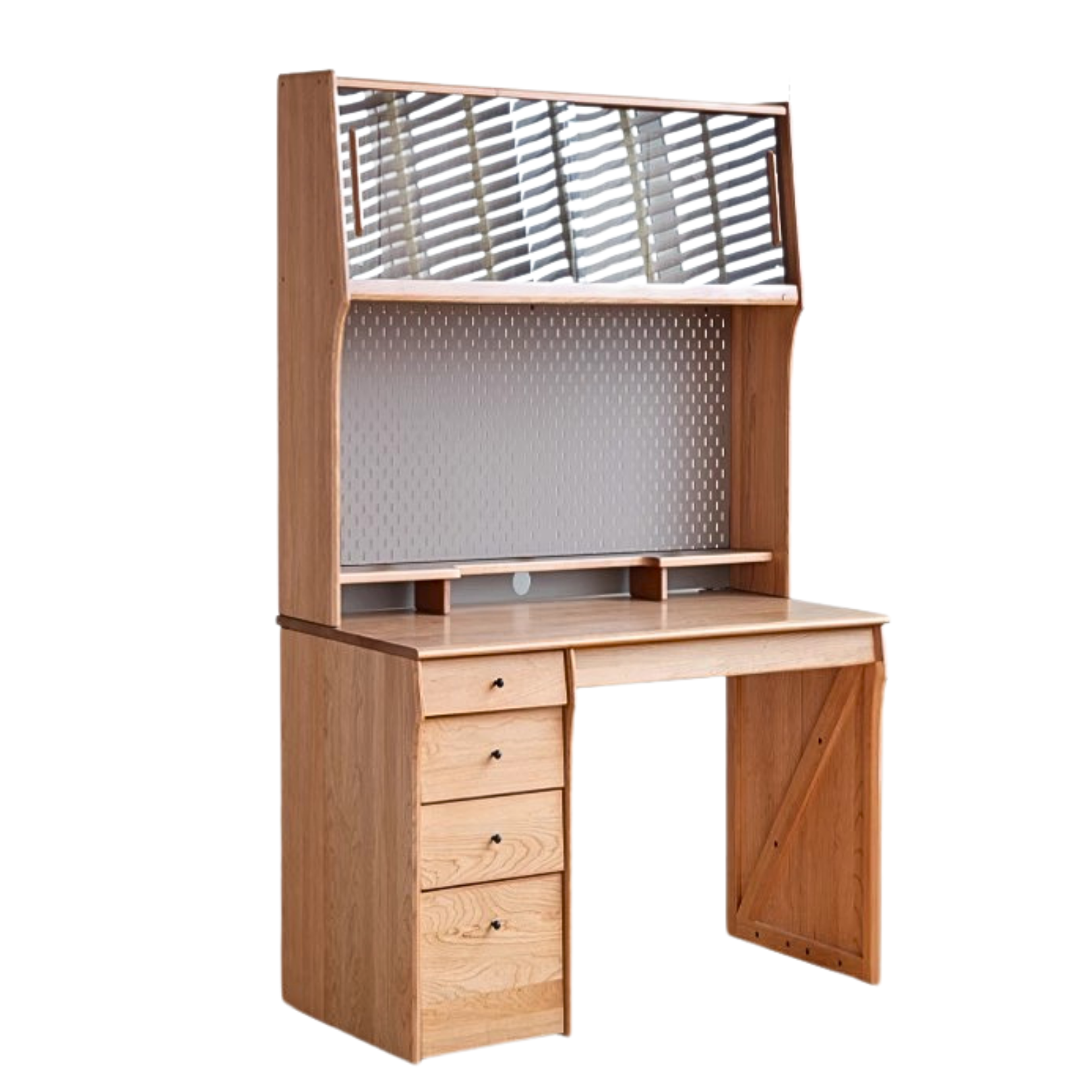 49.2x25.6x70.1 inch / 125x65x178сm / Cherry color /Cherry solid wood  desk + shelf
