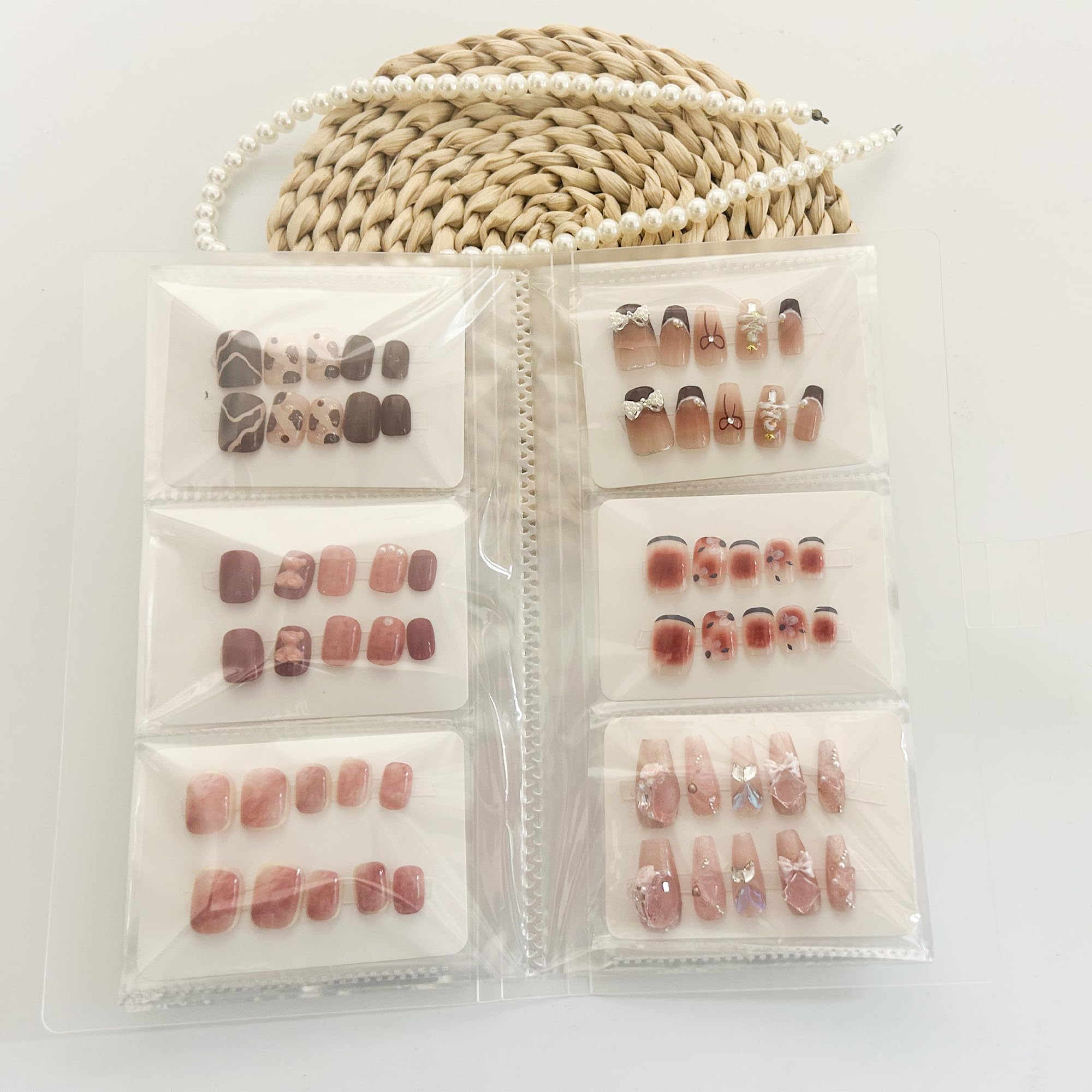 Press On Nail Storage Book - Empty Nail Organizer Display for 42 Pairs, Includes 10m Double-Sided Tape & 50 Nail Display Cards - Perfect for Salon, Nail Artists & DIY Manicures at Home