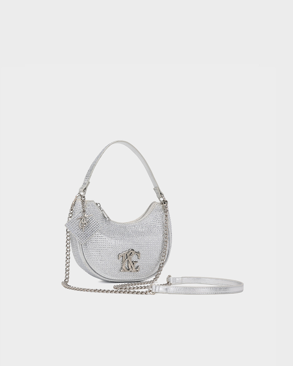 Stylish Silver Glam Crescent Purse for Women - Perfect for Evening Parties, Date Nights & Special Occasions