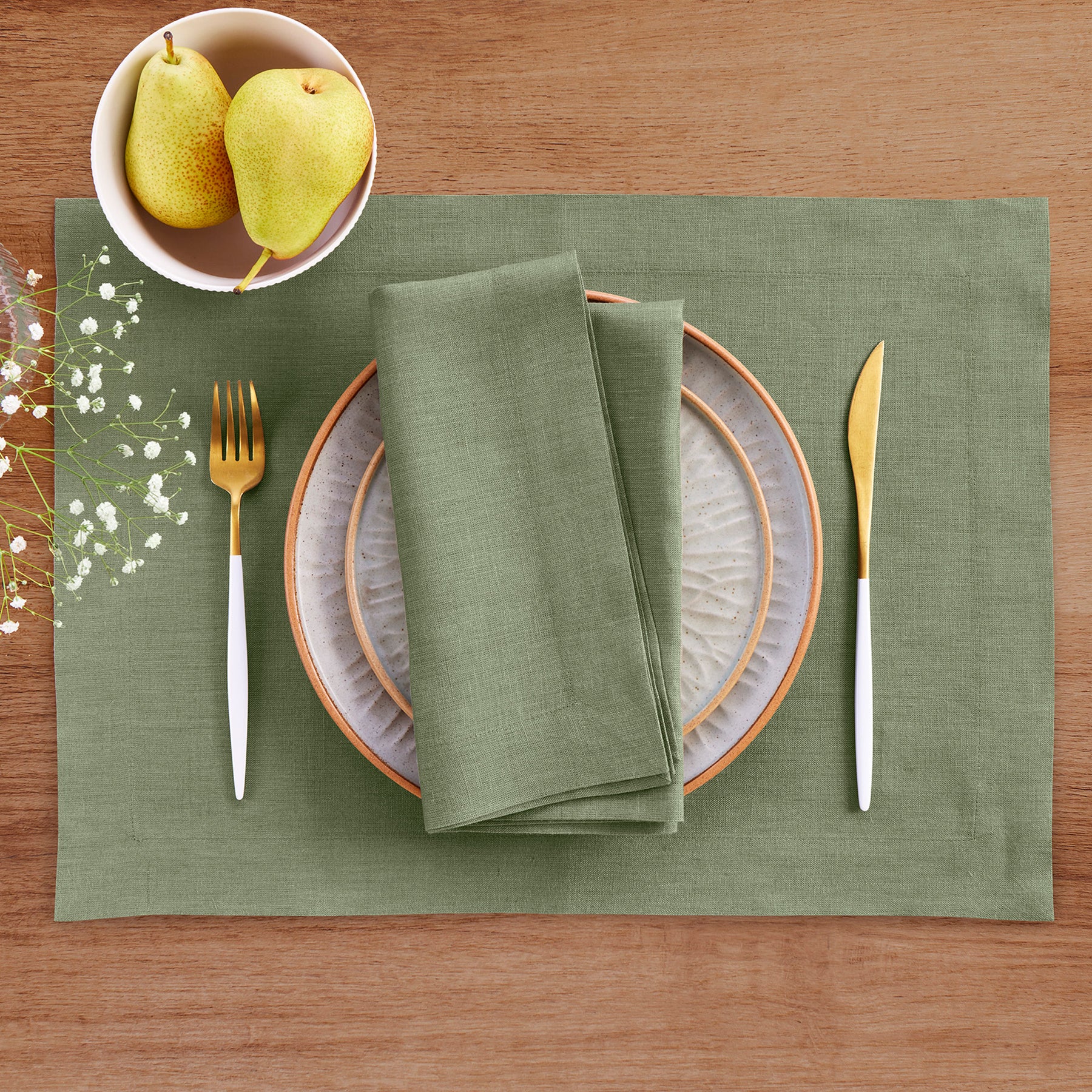 Eco-Friendly Linen Placemats Set of 6 - Premium Natural Table Mats for Dining, Kitchen, and Party Decor - Washable & Durable Home Tableware for Everyday Use and Special Occasions