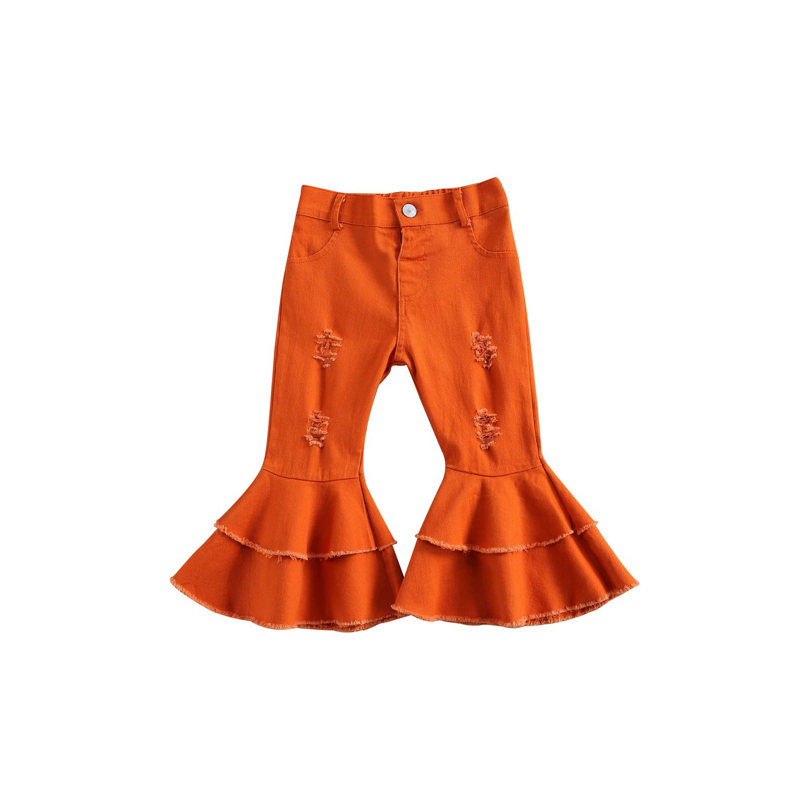 Girls Leopard Flare Denim Jeans - Stretchy Bell-Bottoms for Toddler Playtime