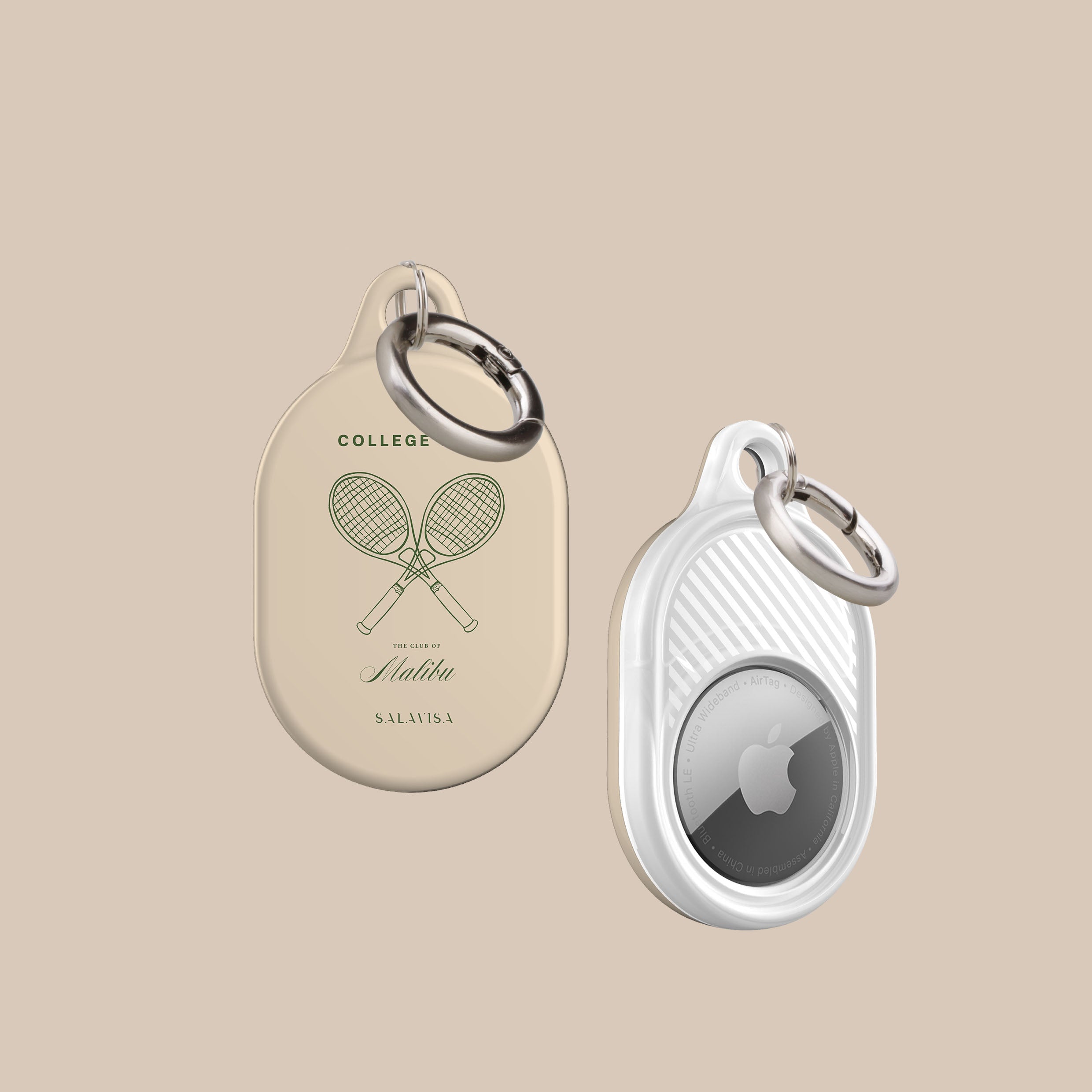 College Club Malibu AirTag Holder - Stylish & Durable Keychain for Apple AirTag - Perfect for Backpacks, Luggage & Keys Tracking
