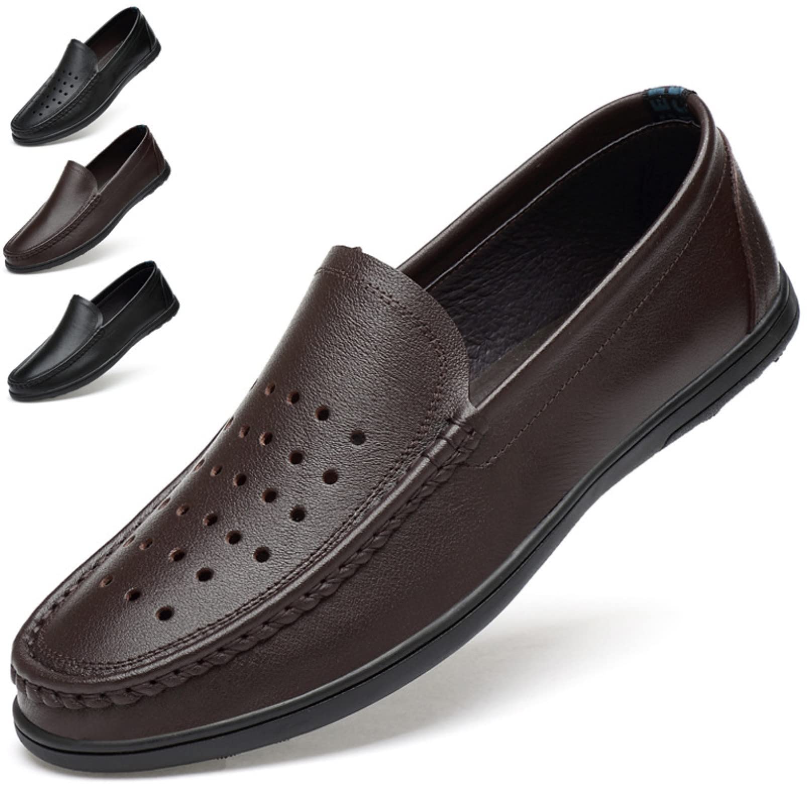 Hoxekle Men's Lightweight Breathable Slip-On Loafers - Casual Driving Moccasins & Boat Shoes for Outdoor Walking, Travel, and Daily Wear