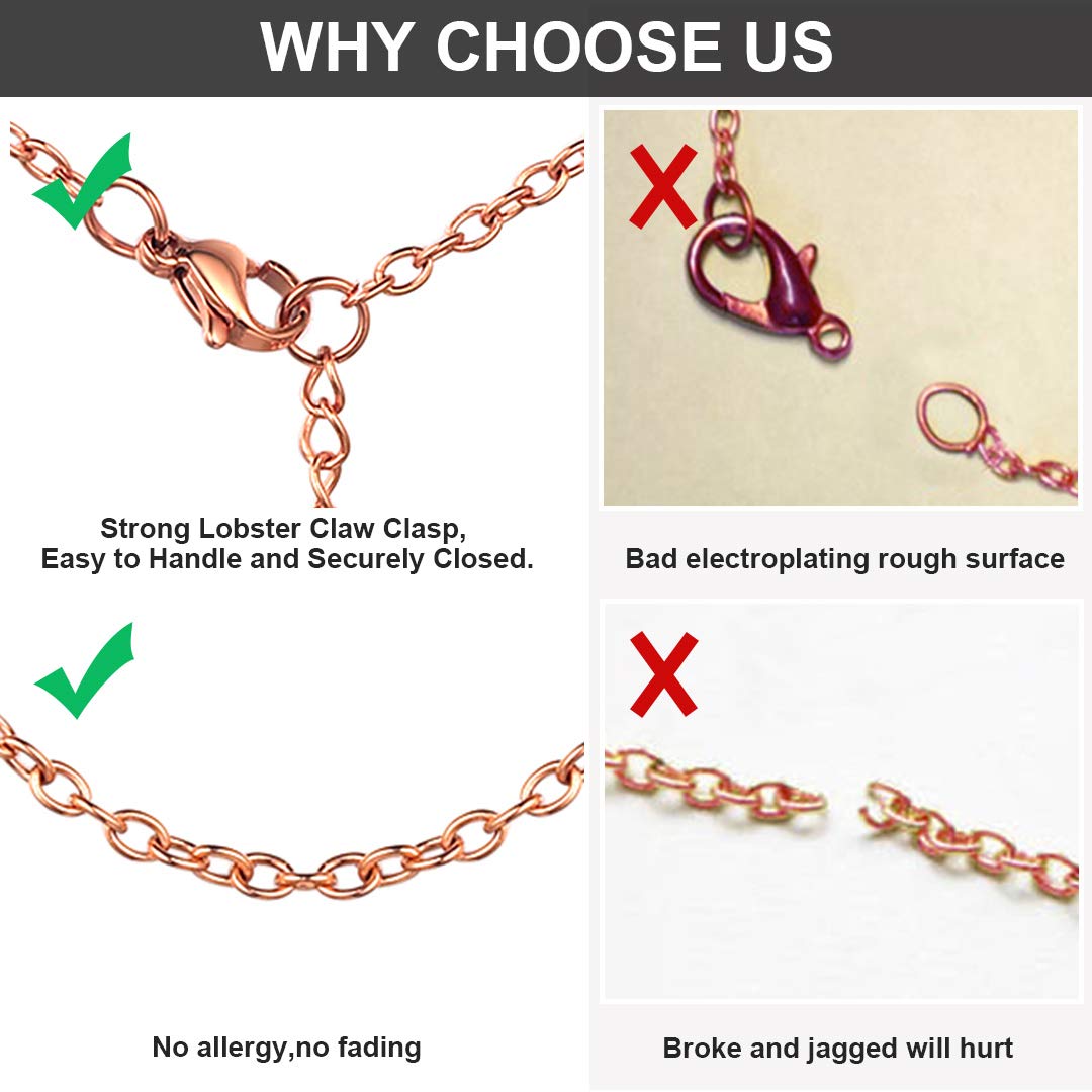 ChainsHouse Thin Rolo Chain Necklaces for Women & Men - 1.4MM/2MM Stainless Steel Cable Chains with 5cm Extender - 14K Gold, Rose Gold & Black Plated Durable Necklace - 16-30 Inch Adjustable Length - Perfect for Layering, Gifts & Everyday Wear
