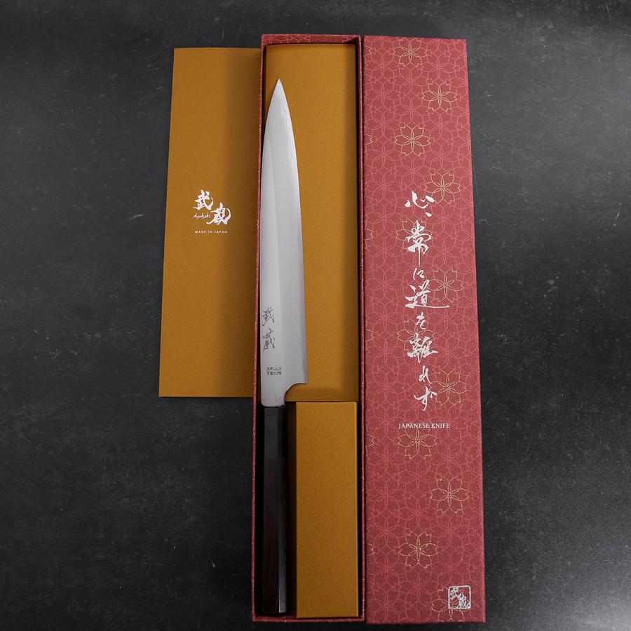Premium Yanagiba Sushi Knife 240mm - VG-10 Japanese Steel, Buffalo Horn & Ebony Handle - Perfect for Sushi Chefs & Japanese Cuisine Lovers