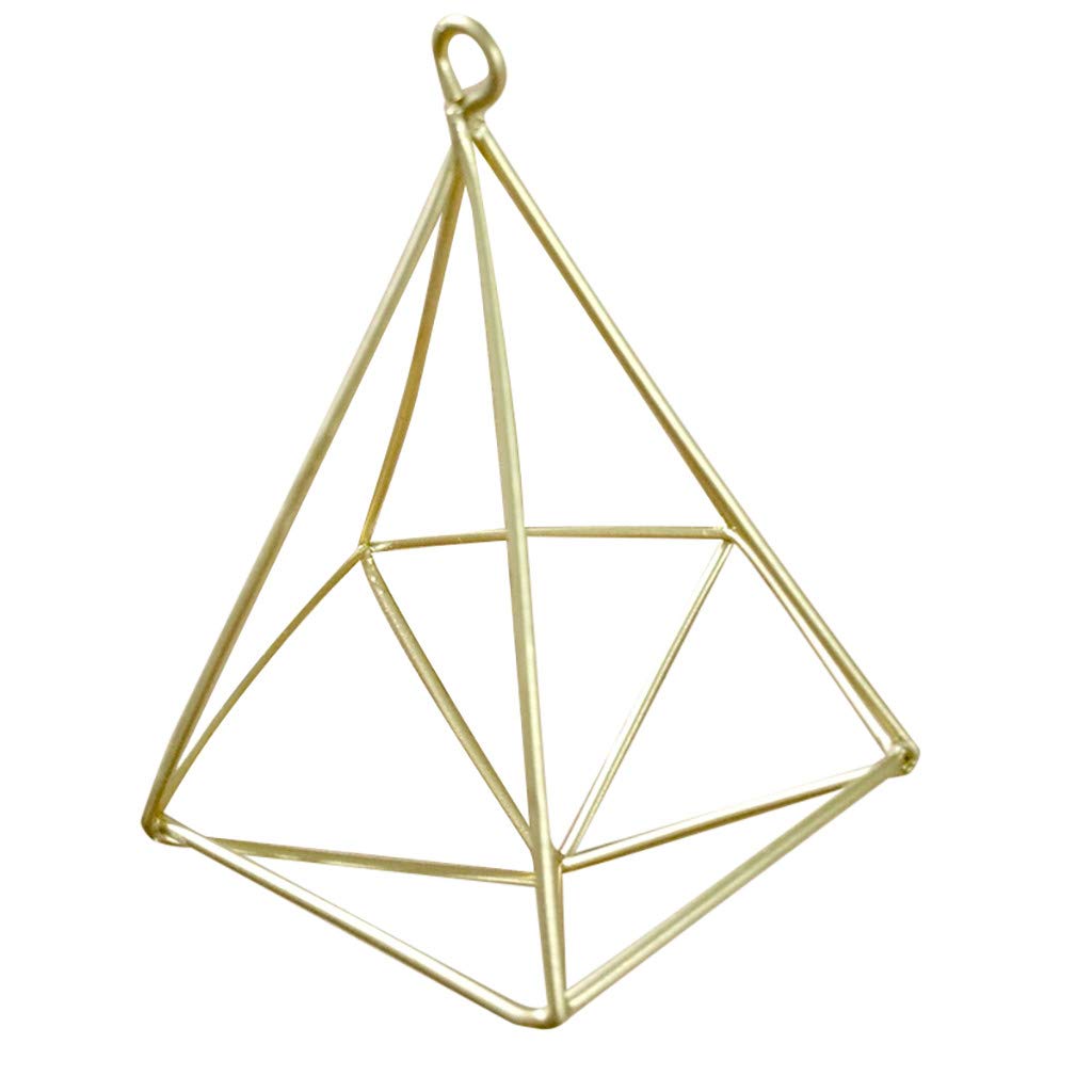 FABFEGU Air Plant Holder - Geometric Metal Hanging Planter with Wood Bead Garland for Home Decor, DIY Garden & Indoor Plants | Perfect for Living Room, Bedroom, Office & Wedding Decorations