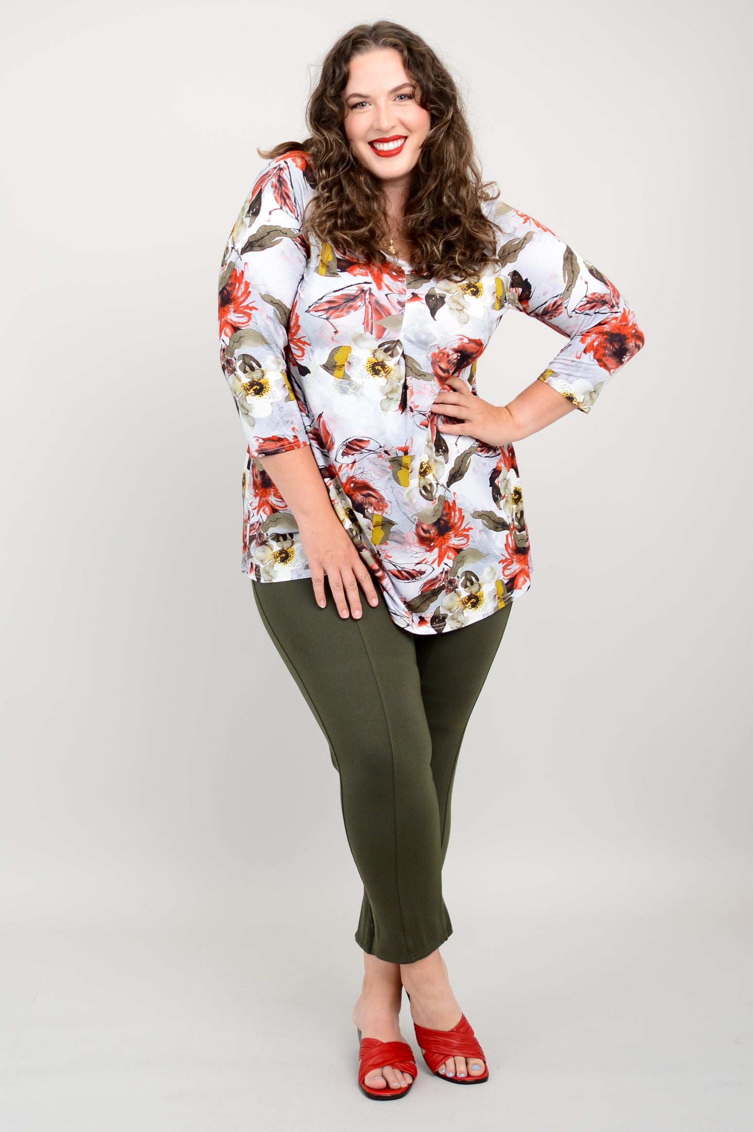 Franca 3/4 Sleeve Floral Print Bamboo Top for Women & Girls - Soft & Breathable Summer Blouse for Casual Wear, Outdoor Activities & Vacation