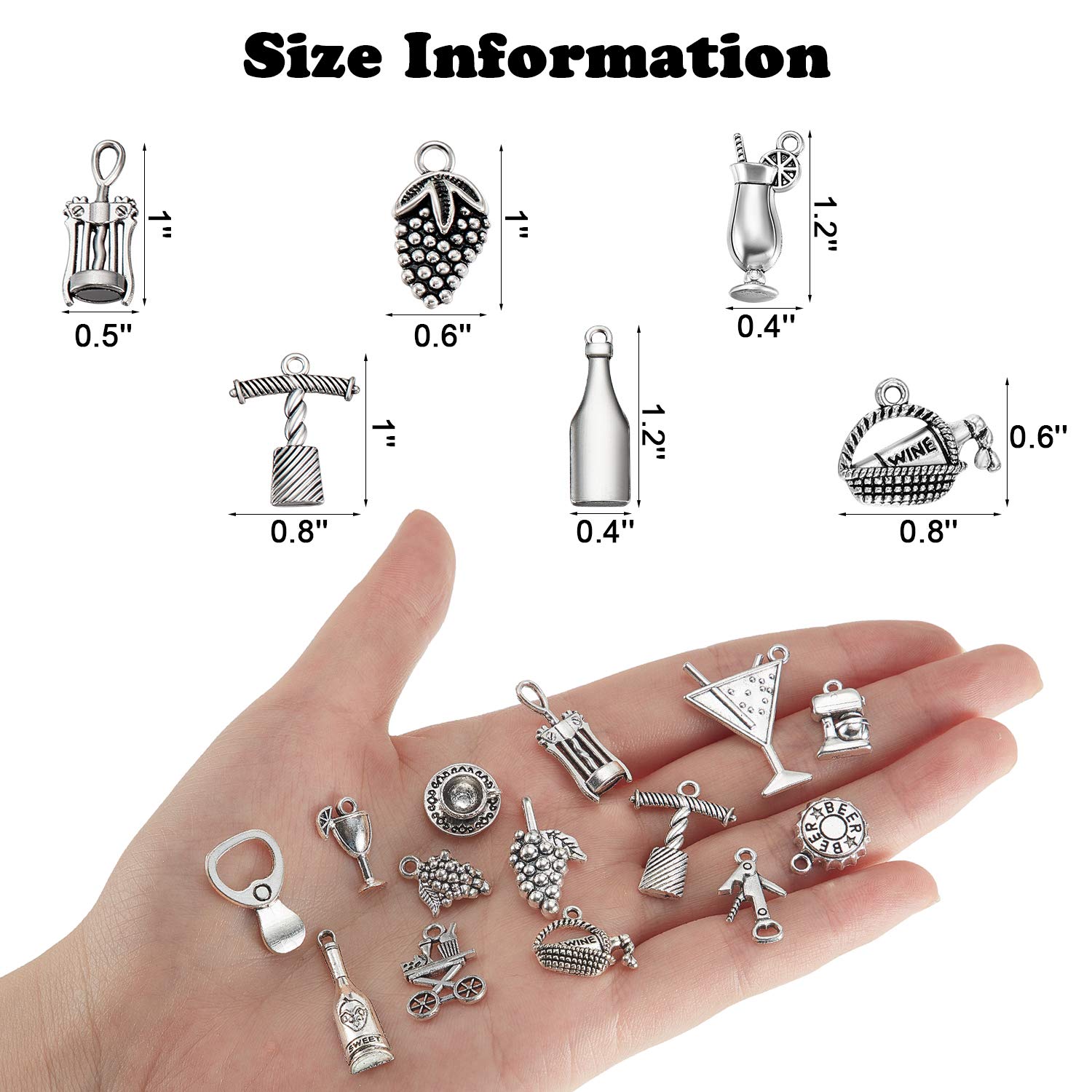 85-Piece Wine-Themed Charms Set for Jewelry Making - Glass Charms, Bracelet & Necklace Pendants - Includes Storage Bag - Perfect for DIY Crafts, Wine Parties & Gifts