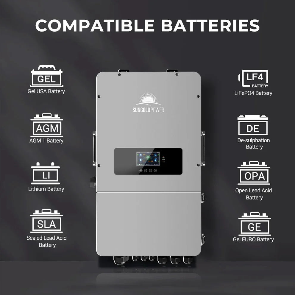 SunGoldPower 10KW 48V Split Phase Hybrid Solar Inverter for Home & RV Off-Grid Power System - Perfect for Solar Energy Storage & Backup Power Supply