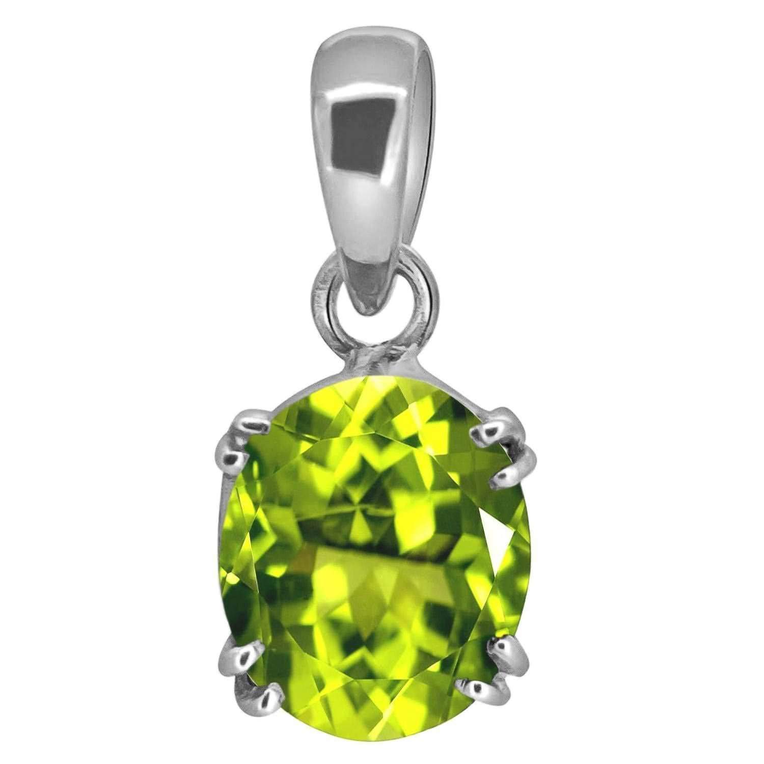 9.55 Carat Natural Ceylon Peridot Pendant Necklace - AAA+ Certified Silver Plated Gemstone Jewelry for Men & Women | Perfect Gift for Anniversary, Birthday & Special Occasions