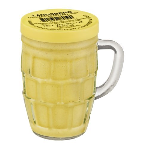 LANDSBERG Hot Mustard In Stein - 8 Ounce Jar | Spicy German Mustard for Sandwiches, Pretzels & BBQ | Perfect for Picnics, Grilling & Charcuterie Boards