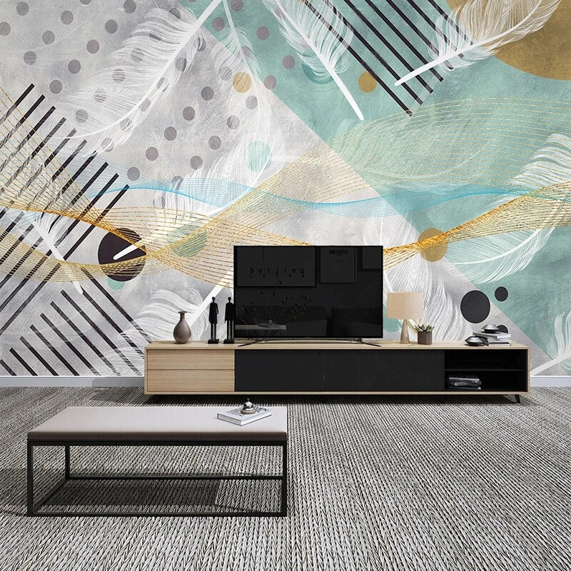 Modern Abstract Green Geometric Wallpaper - Peel and Stick Removable Wall Decor for Living Room, Bedroom, Office - Self-Adhesive Home Decoration with Nature-Inspired Design