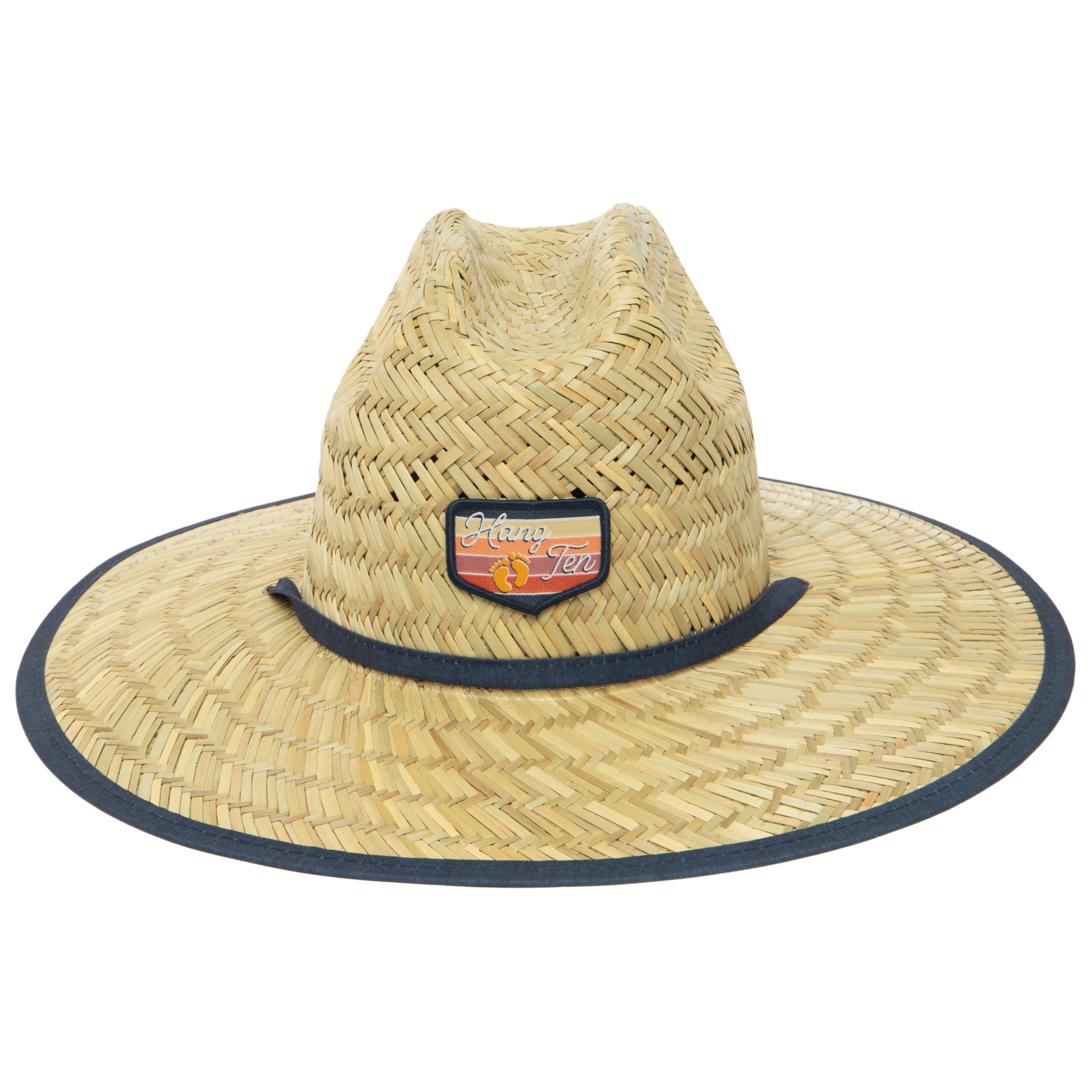 Hang Ten Lifeguard Hat with Striped Under Brim - Waterproof Sun Protection for Beach, Pool & Outdoor Activities