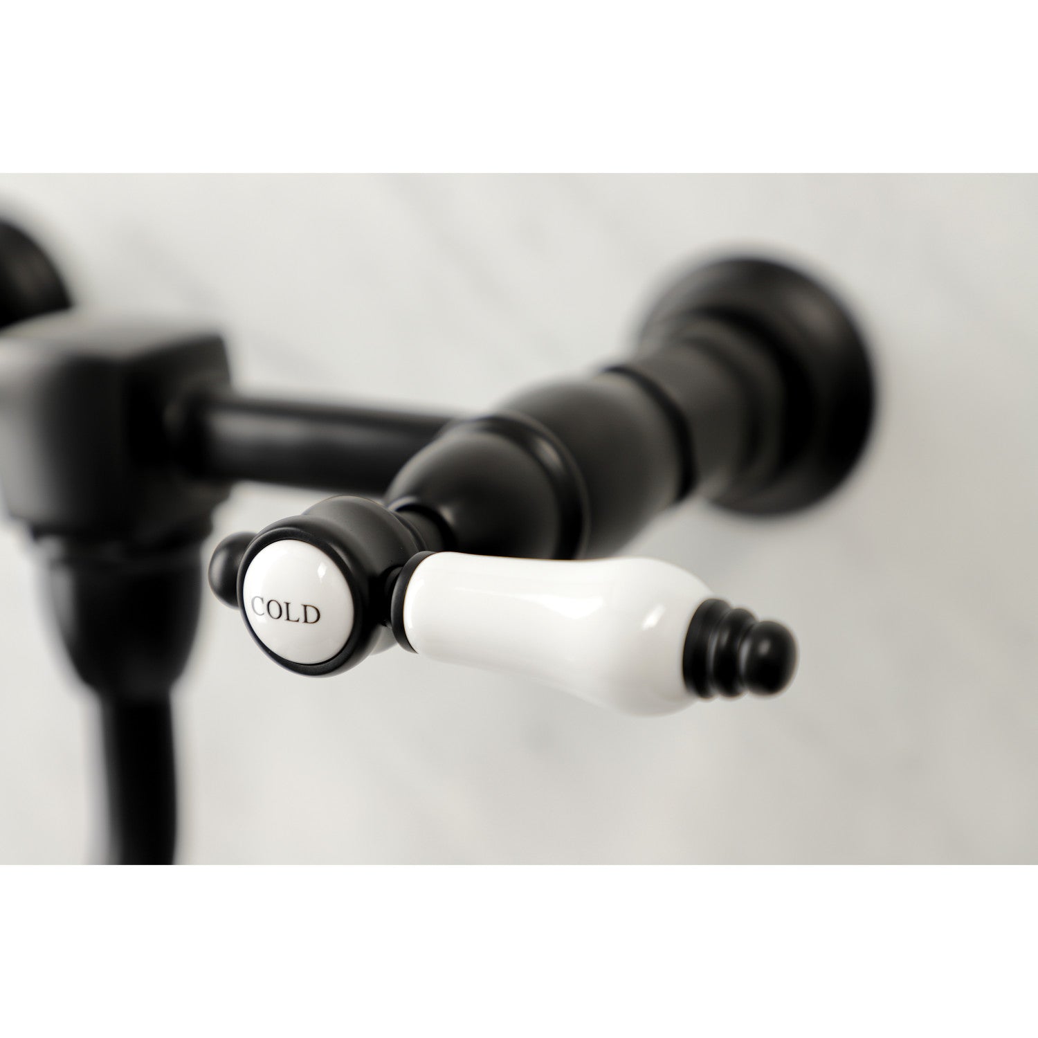 Bel Air KS1210BPL Matte Black Double Handle 2 Hole Wall Mount Bathroom Faucet - Perfect for Modern Bathroom & Powder Room Renovations