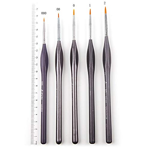7-Piece Professional Nail Art Brush Set for Miniature Painting, Floral Designs & Liner Details - Gray 000-2 | Perfect for Acrylic Nails, Gel Polish & DIY Nail Art at Home or Salon
