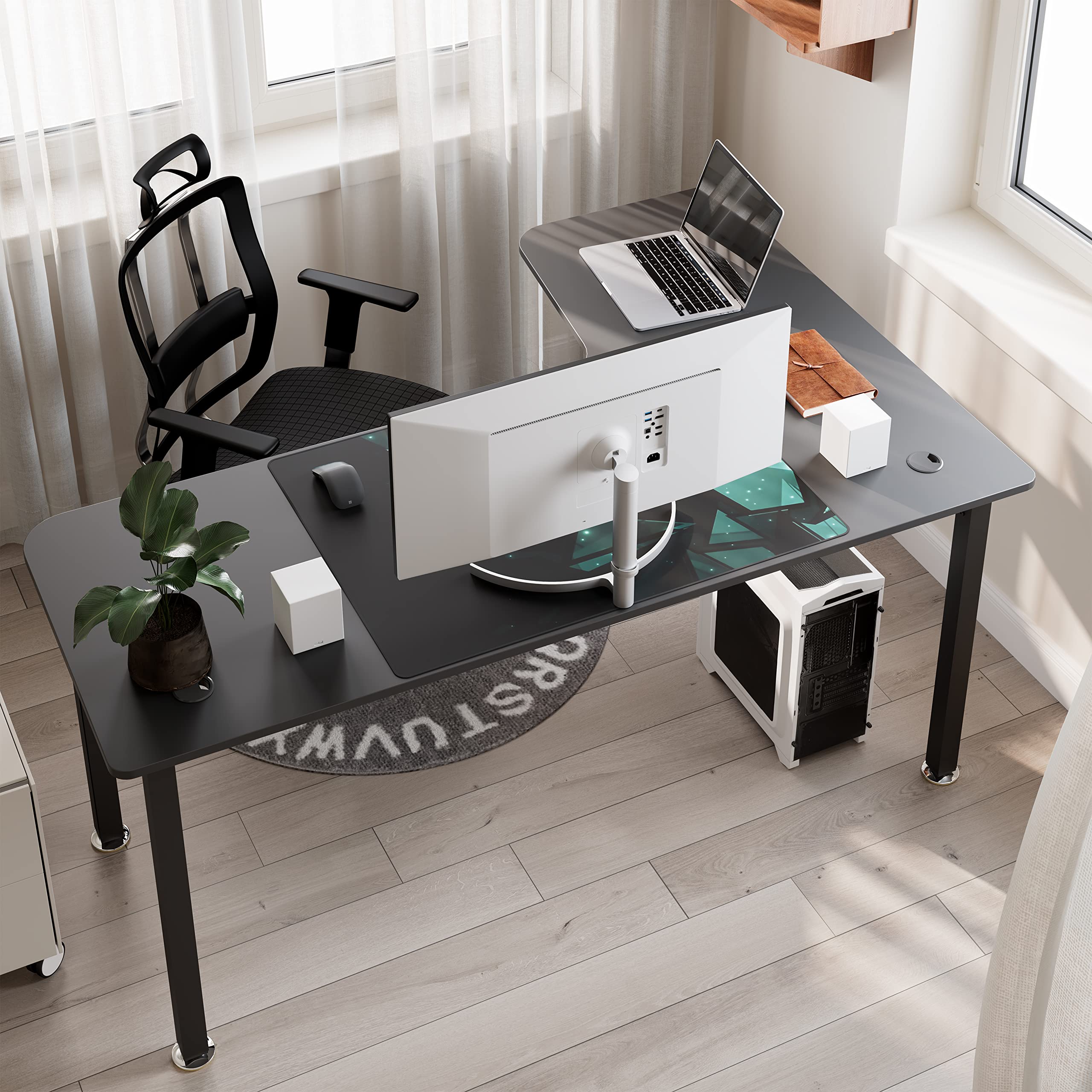 Eureka Ergonomic 61 Inch L-Shaped Gaming Desk - Corner Computer Desk for Home Office, Study & Writing - Sturdy Metal Frame with Mouse Pad & Cable Management - Easy to Assemble (Left/Right Setup) - Perfect for Gaming, Work from Home & Small Spaces