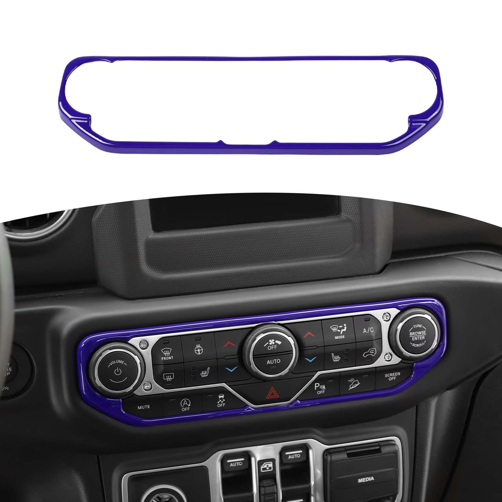 RT-TCZ Purple AC Switch Cover Trim Frame for Jeep Wrangler JL JLU & Gladiator JT (2018-2023) - Durable Interior Dash Accessories for Off-Road & Daily Driving