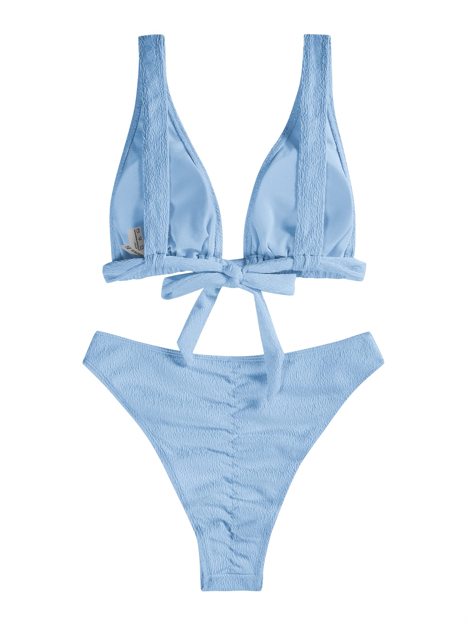 ZAFUL Women's V Neck High Waisted Bikini Set - Beach & Pool Swimwear