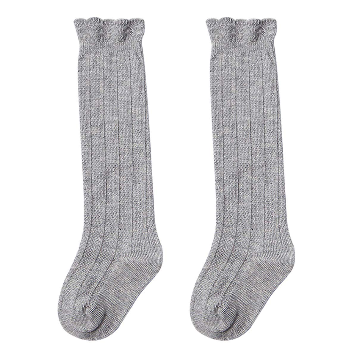 Happy Cherry Knee High Socks for Baby Girls - 3 Pack Cute Long Tube Ruffled Socks with Warm Stockings - Perfect for Winter Outfits, Photoshoots & Special Occasions