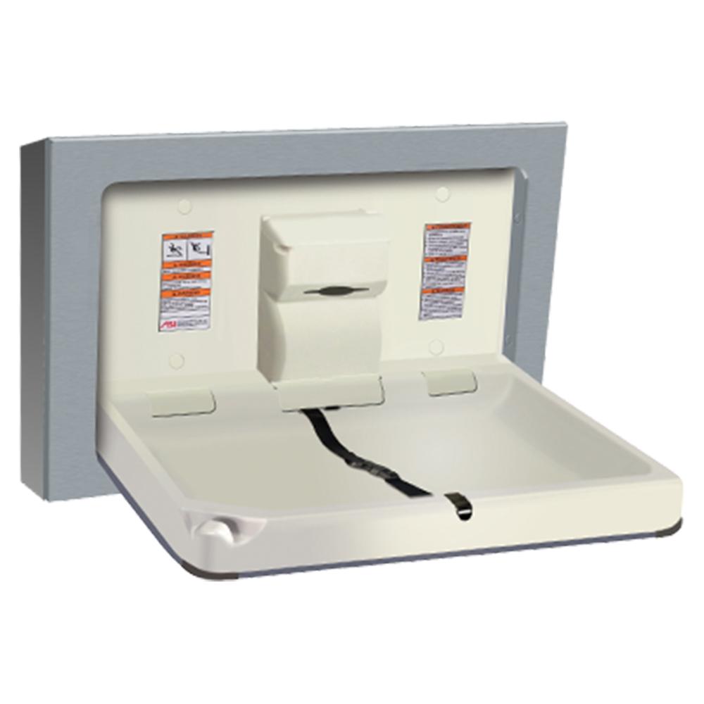 ASI 9018 9 Stainless Steel Wall-Mounted Baby Changing Station - Horizontal Satin Finish for Nursery, Daycare & Public Restrooms