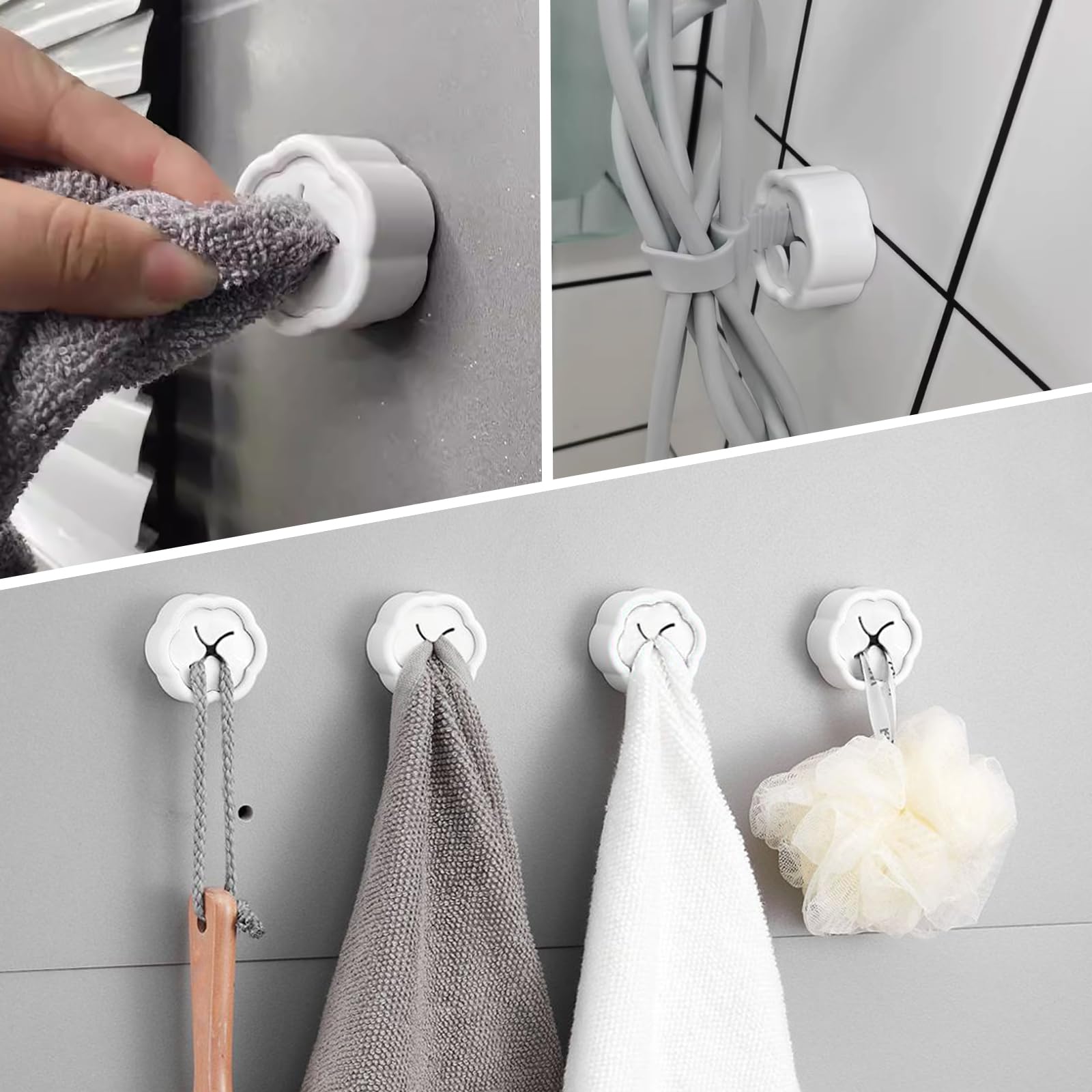 4Pcs Self Adhesive Kitchen Towel Holder Hooks - Wall Mount Dish & Hand Towel Hanger for Kitchen, Bathroom Cabinet Organization - Perfect for Hanging Tea Towels, Dishcloths & Washcloths (Stainless Steel, Easy Install) - Ideal for Small Spaces, Apartments & RVs