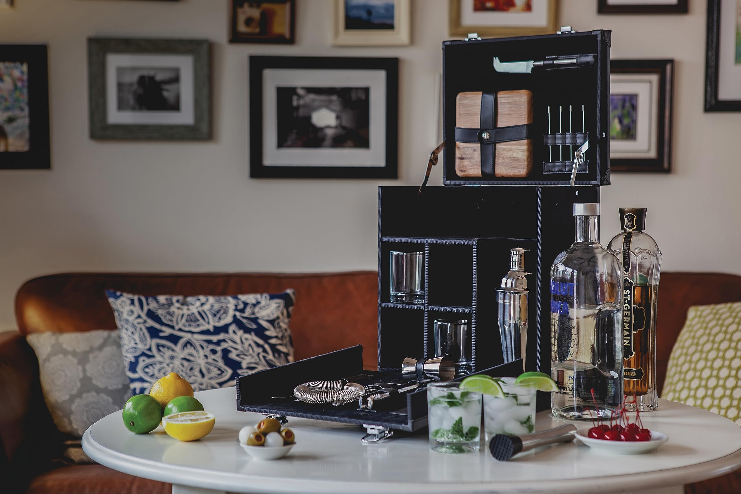 LEGACY by Picnic Time - Hamilton Portable Bartender Kit with Cocktail Shaker Set, Bar Tools Case (Black) - Perfect for Home Bars, Outdoor Parties & Travel Mixology
