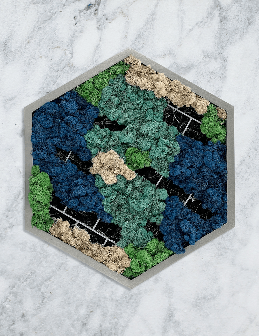 Hexagon Moss Wall Art Panel - Natural Green Plant Decor for Home & Office - Perfect for Living Room, Bedroom, or Indoor Garden Decor