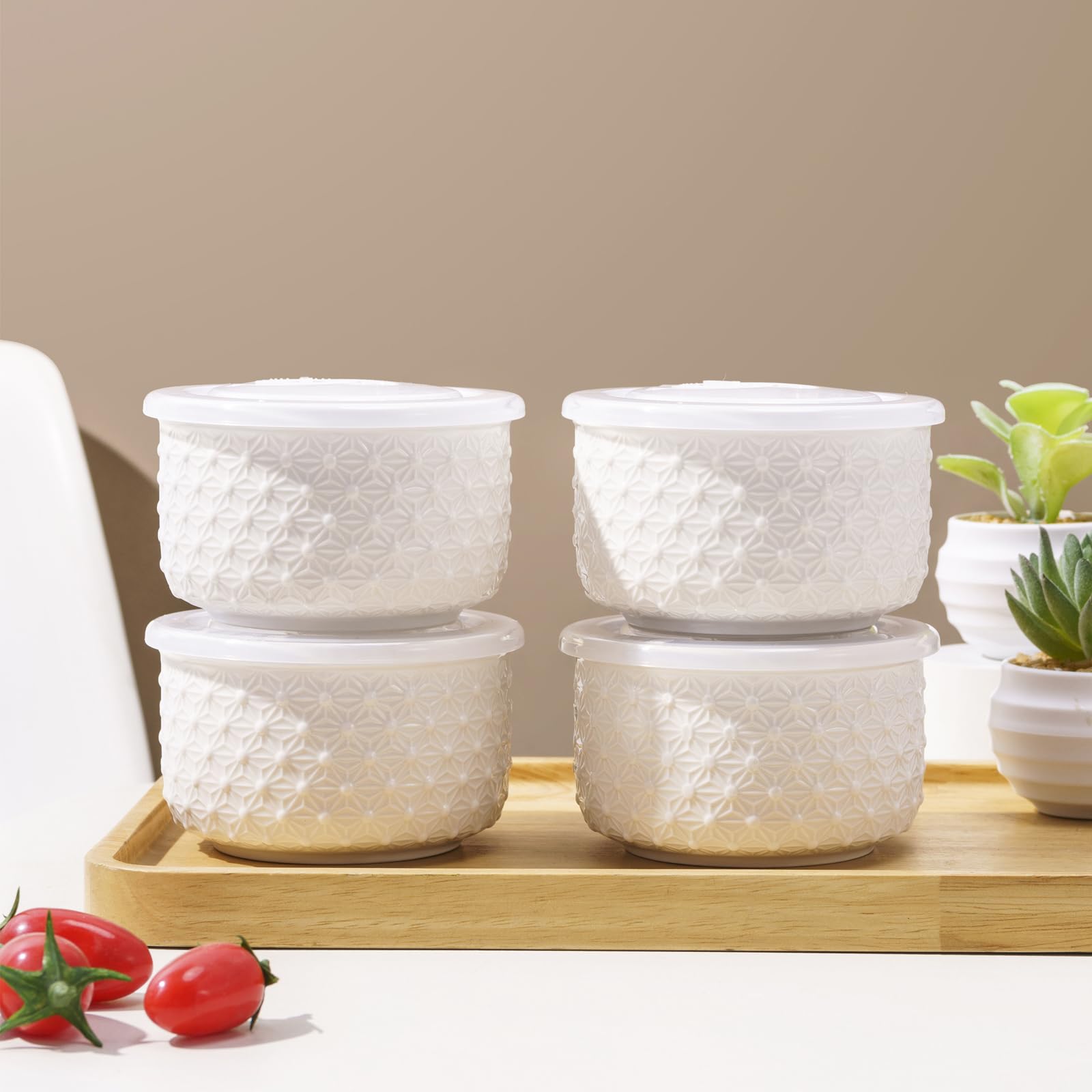 4-Piece 10 oz Oven-Safe Porcelain Ramekins with Lids - Large White Souffle & Creme Brulee Baking Dishes - Multi-Use Ramekin Bowls for Sauces, Desserts, and Meal Prep - Perfect for Baking, Serving, and Food Storage