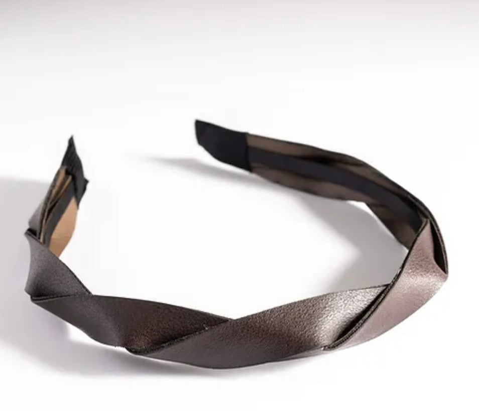Twisted Vegan Leather Headband for Women - Stylish & Comfortable Hair Accessory for Work, Yoga, and Everyday Wear