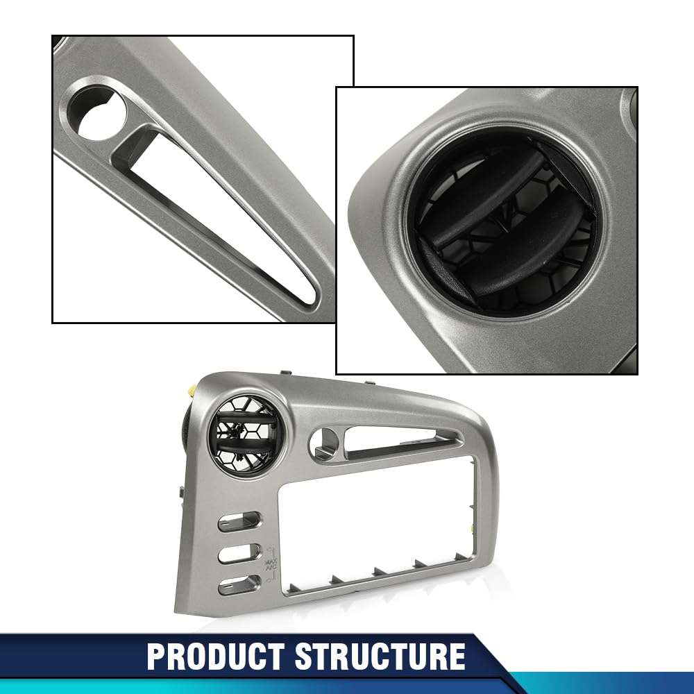 PIT66 Silver Dash Center Radio Bezel Vent Trim Compatible with 2003-2008 Toyota Matrix & Pontiac Vibe - Direct Fit Replacement with OEM Button Configuration | Perfect for Car Interior Upgrade & Audio System Installation