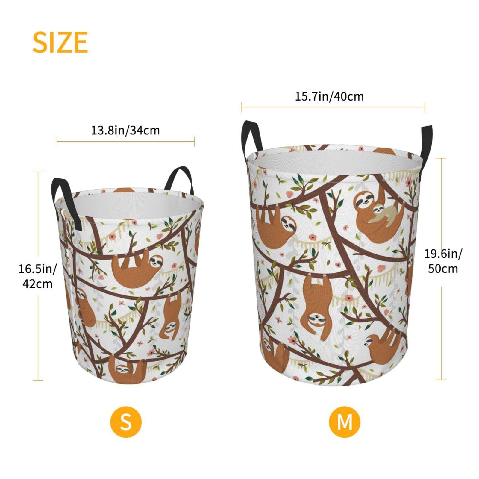 Cute Sloth Collapsible Laundry Basket with Handle - Waterproof Fabric Hamper for Clothes, Toys & Bathroom Storage - Foldable Organizer Bin for Dirty Laundry, Bedroom & Nursery (Perfect for Kids Room, Dorm or Small Spaces)