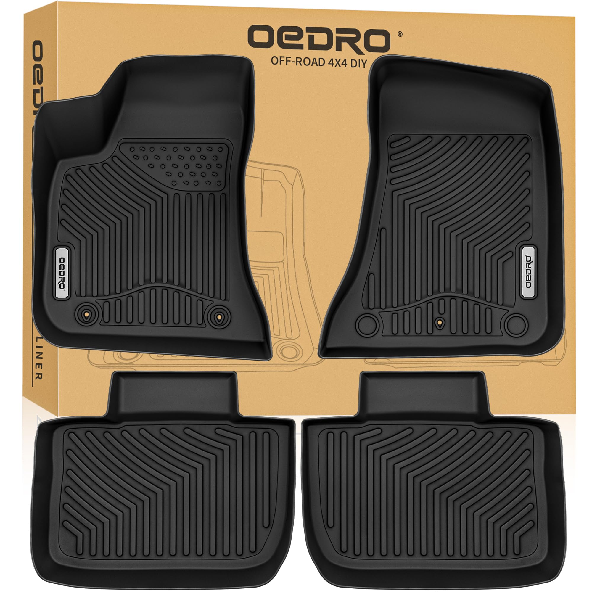 OEDRO Custom Fit All Weather Floor Mats for 2011-2023 Dodge Charger AWD & Chrysler 300 RWD (Not for AWD) - Black Car Floor Liners for Front & Second Row Seats | Perfect for Winter Snow, Mud, and Everyday Protection