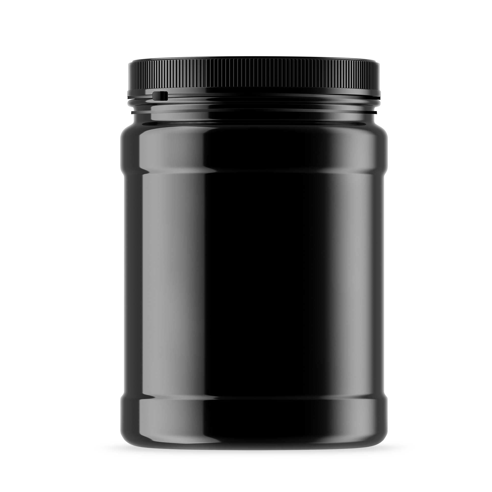 10-Pack 2L Wide Mouth Plastic Jars with Lids - Black Empty Protein Powder Storage Containers - Ideal for Protein Powder, Supplements, Spices & Bulk Food Storage in Kitchen, Pantry or Gym