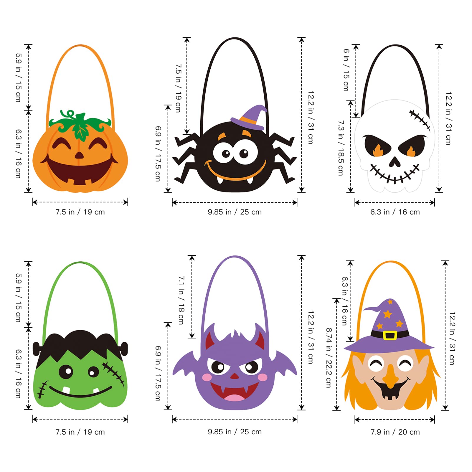 BESPORTBLE 6-Pack Halloween Pumpkin Bags for Kids - Reusable Trick or Treat Candy Baskets, Holiday Party Favors & Fall Decorations | Perfect for Classroom Treats, Halloween Parties & Autumn Home Decor