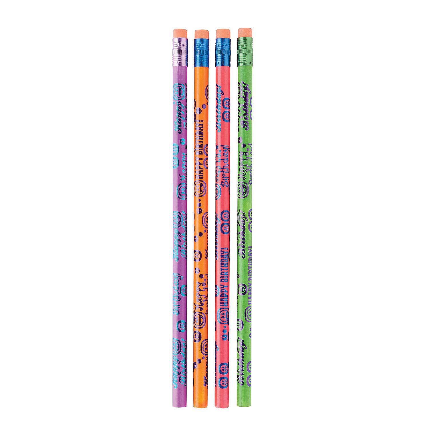 Fun Express Thermo Happy Birthday Pencils Set - 50 Pack Colorful Printed Pencils for Party Favors, School Supplies & Office Stationery - Perfect for Birthdays, Classroom Rewards & Gift Giving