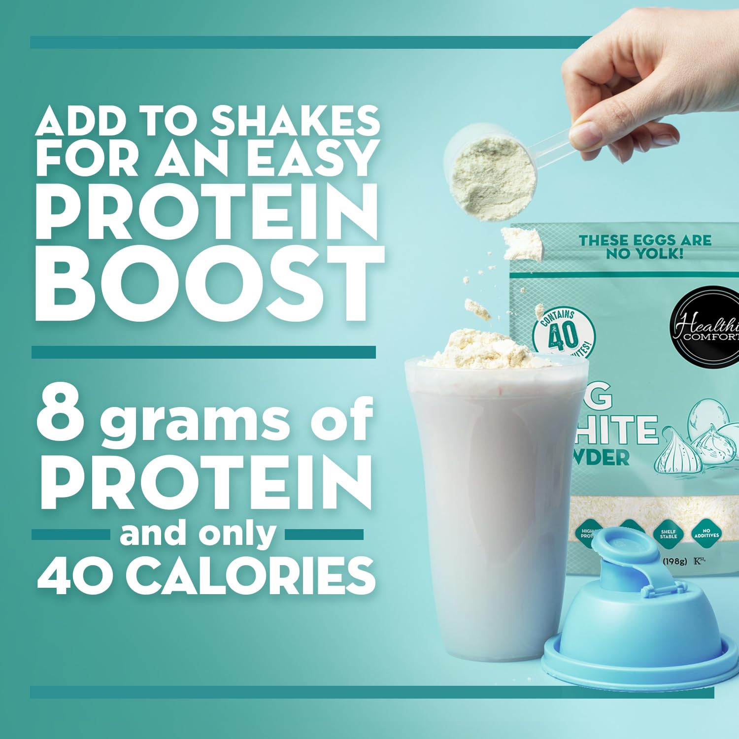 Premium Egg White Protein Powder | 100% Pure Dried Egg Whites, Unflavored & Pasteurized | Gluten Free, Ready-to-Eat, Made in USA | Ideal for Protein Shakes, Baking, Meringues & Royal Icing | Great for Post-Workout Recovery & Healthy Cooking (7 oz)