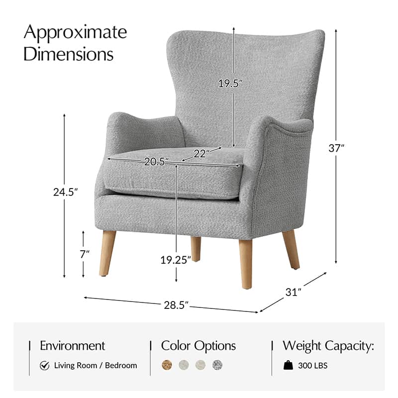 Dorothy Upholstered Armchair with Solid Rubber Wood Frame & Sturdy Legs - Perfect for Living Room, Bedroom, or Home Office Seating
