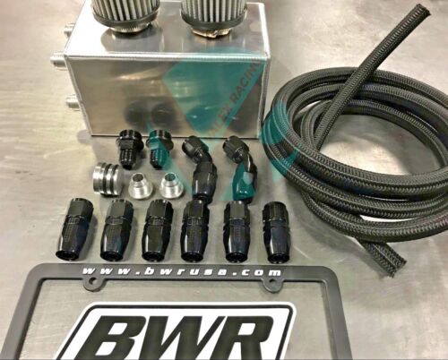 Blackworks BWR Oil Catch Can Kit with 10AN Braided Lines - High Performance Race Breather Box for Honda & Acura Turbo Engines - Reduces Blow-by & Protects Turbo - Ideal for Track, Street & Performance Builds