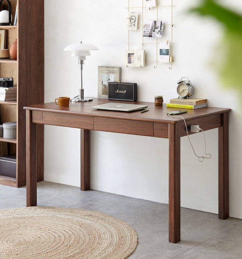 Premium Solid Wood Office Desk - Black Walnut, Oak & Ash Options | Modern Home Office & Executive Workspace Furniture