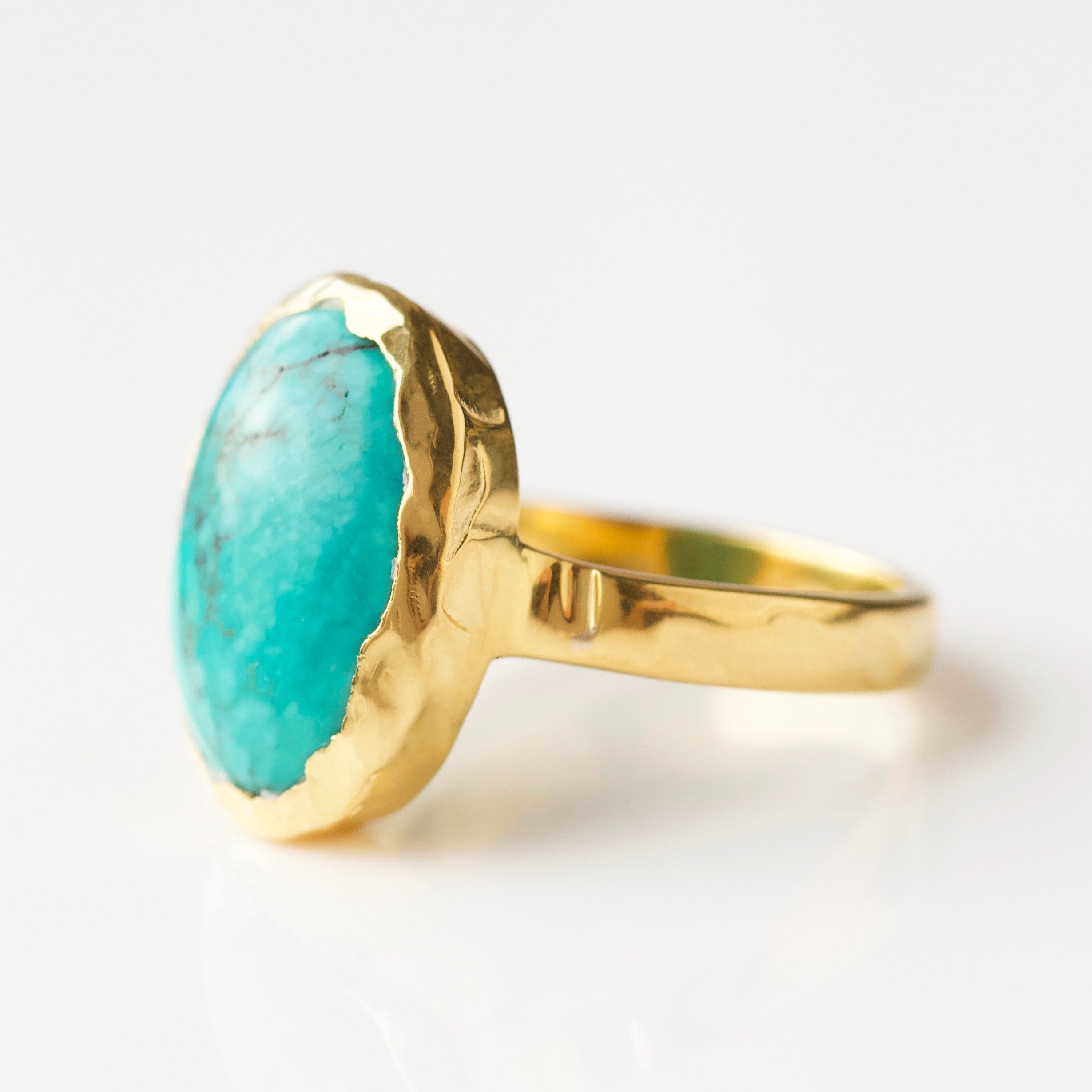 Molten Organic Turquoise Statement Ring for Women - Handmade Boho Jewelry, Unique Gemstone Ring for Everyday Wear & Special Occasions